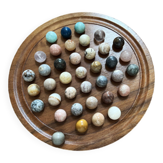 Solitaire game in Rosewood wood and 38 semi-precious stones