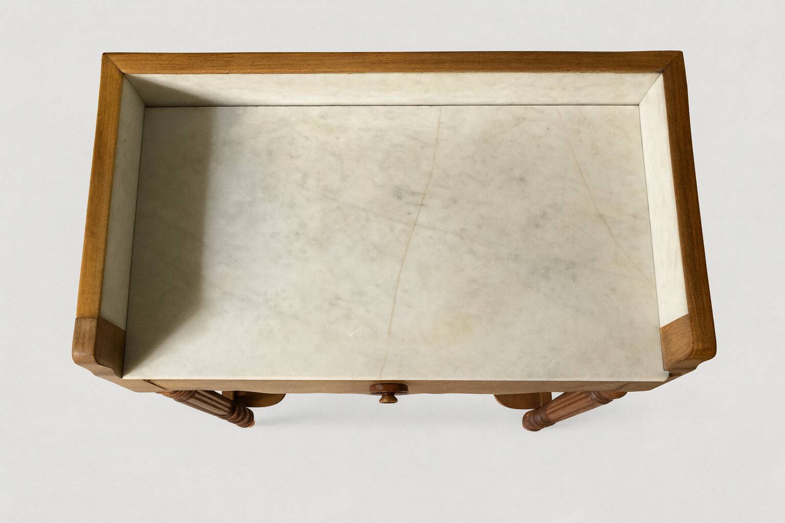 Antique bathroom cabinet in wood and marble – late 19th / early 20th century