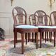 Set of six Louis XV style natural wood sheaf back chairs