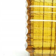 Optical vase, mid-century modern, yellow glass, designed by J. Drost, Ząbkowice, Poland, 1970s