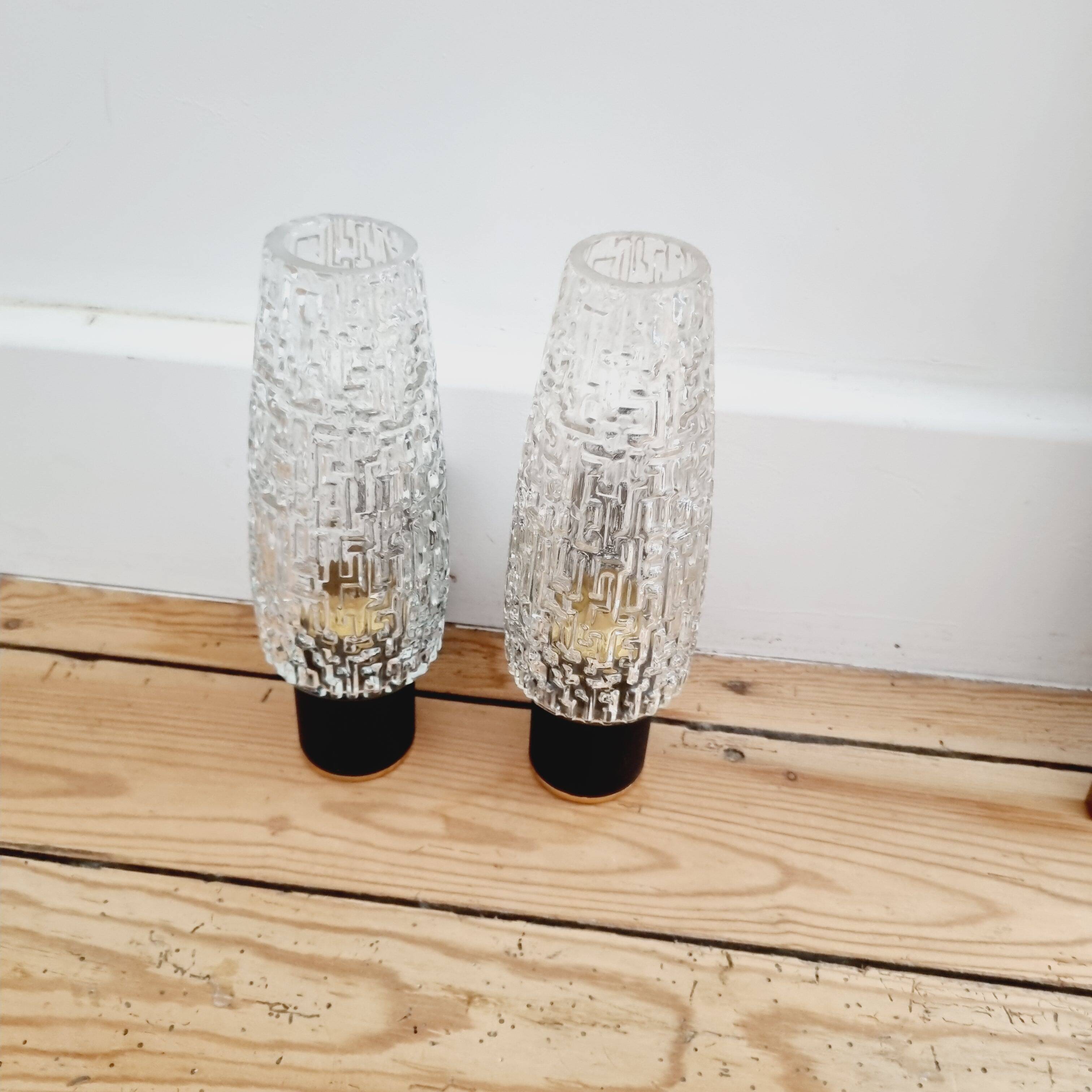 Pair of vintage gold and black wall sconces