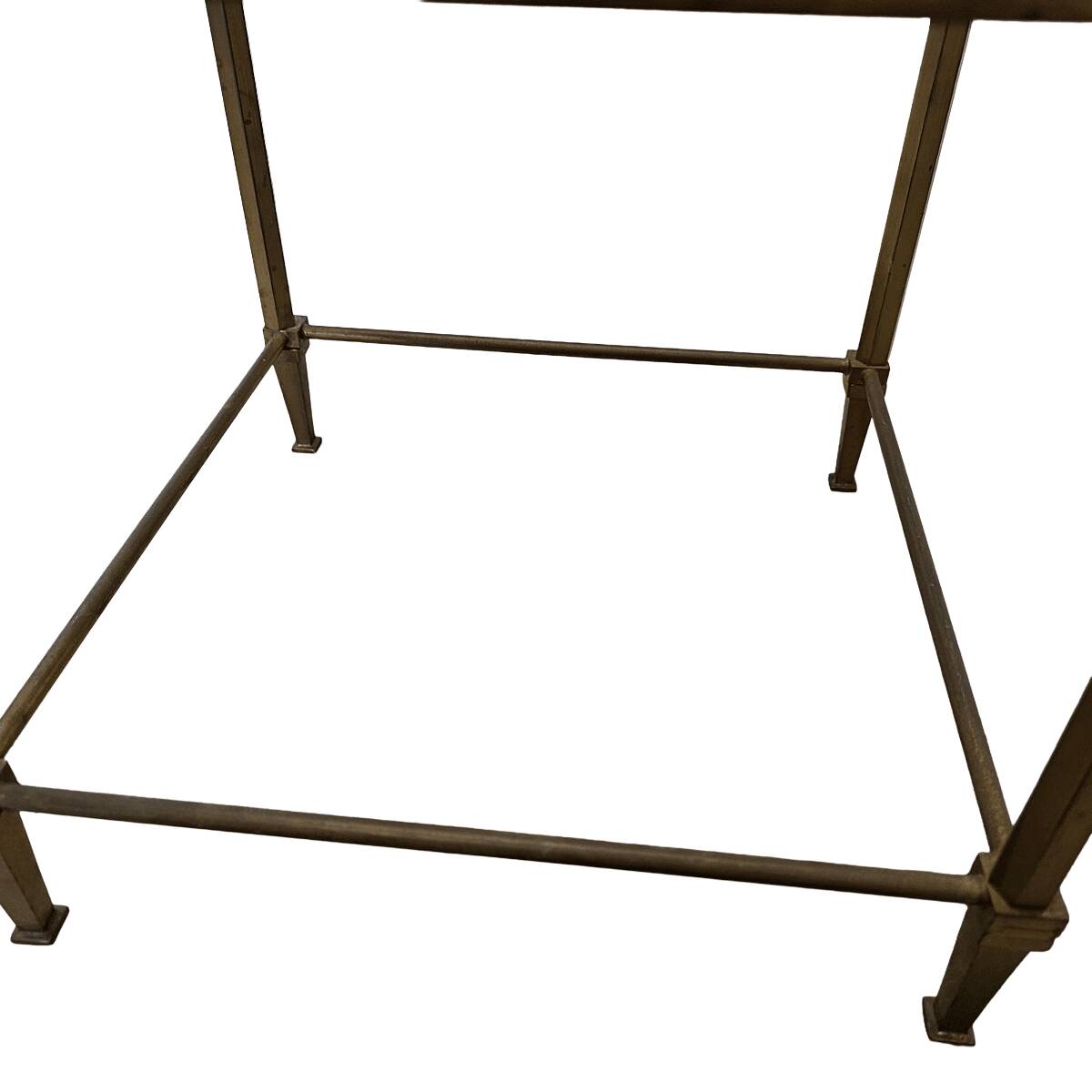 Vintage French Brass Side Table With Glass Top, 1950s