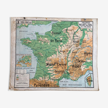 Carte scolaire Vidal Lablache La France carte n3