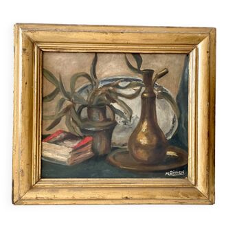 C.1920 french still life of fruit oil painting