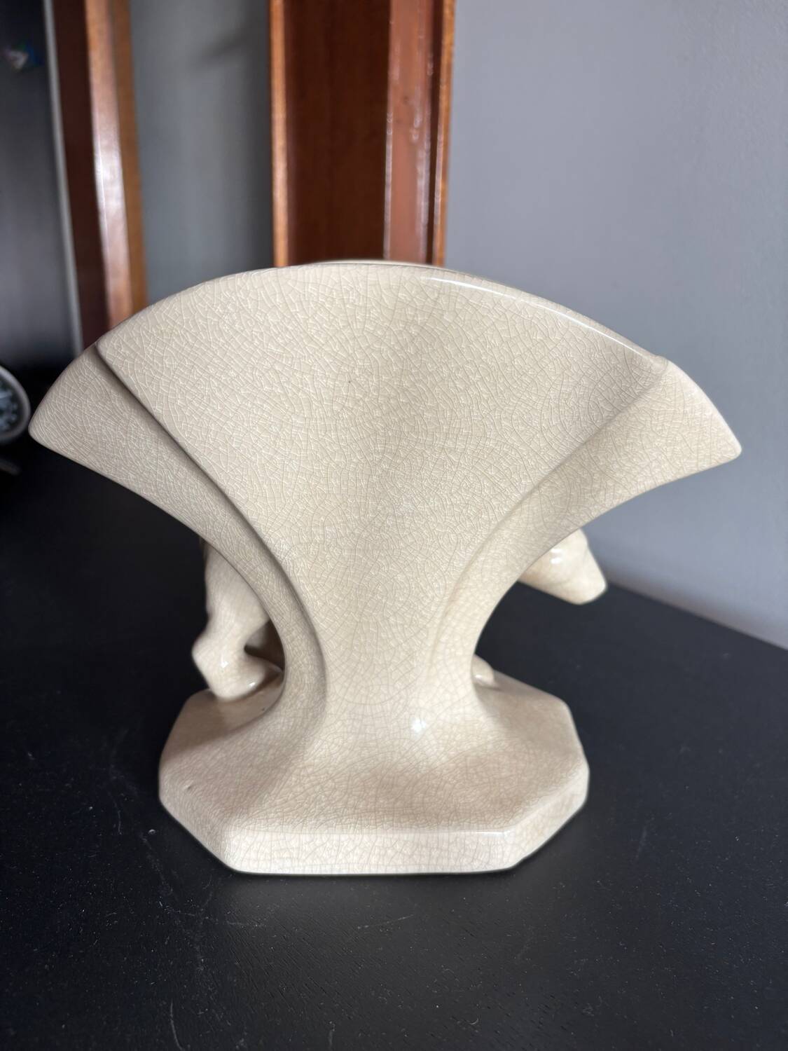 Art Deco polar bear vase in crackle-effect ceramic