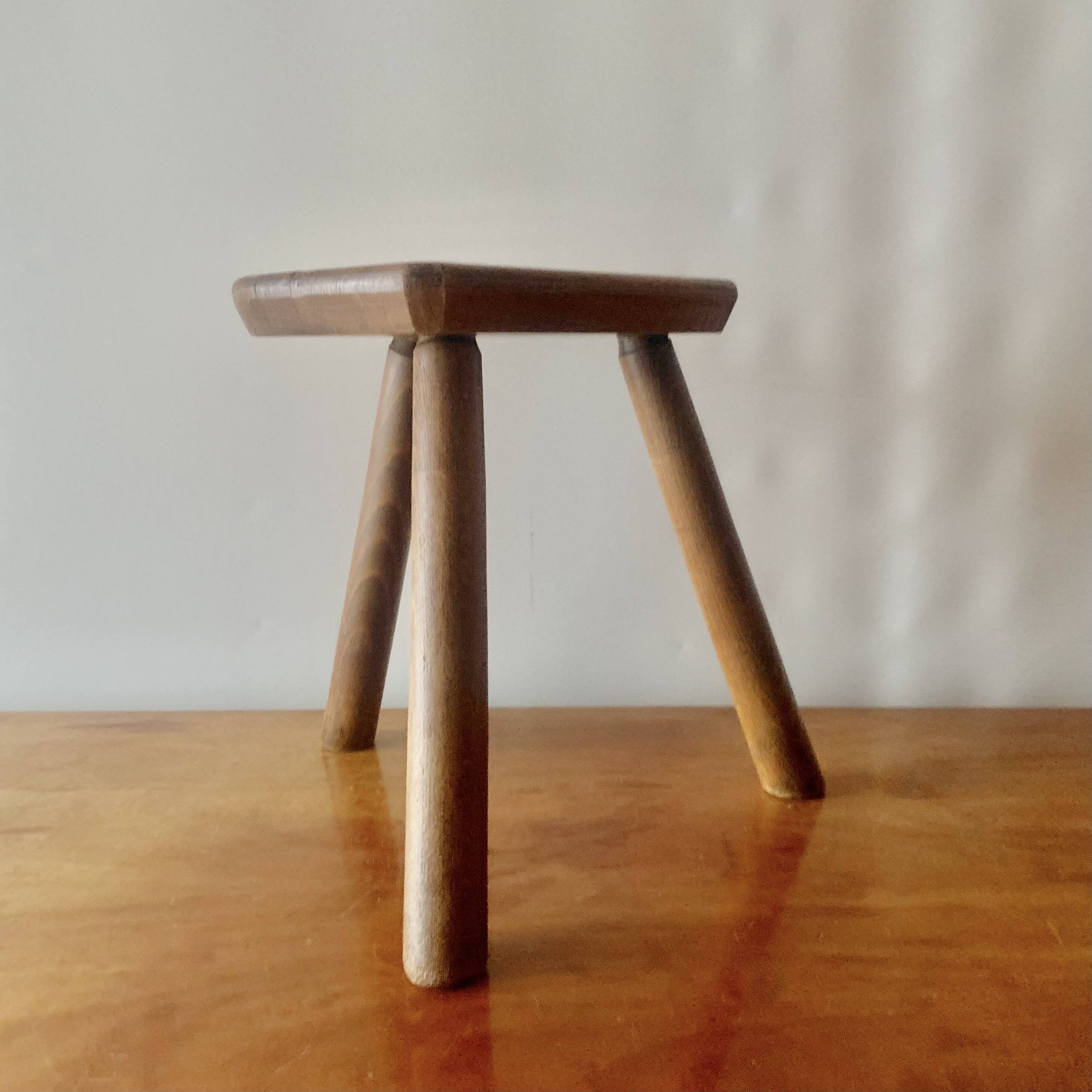 Antique wooden tripod farm stool