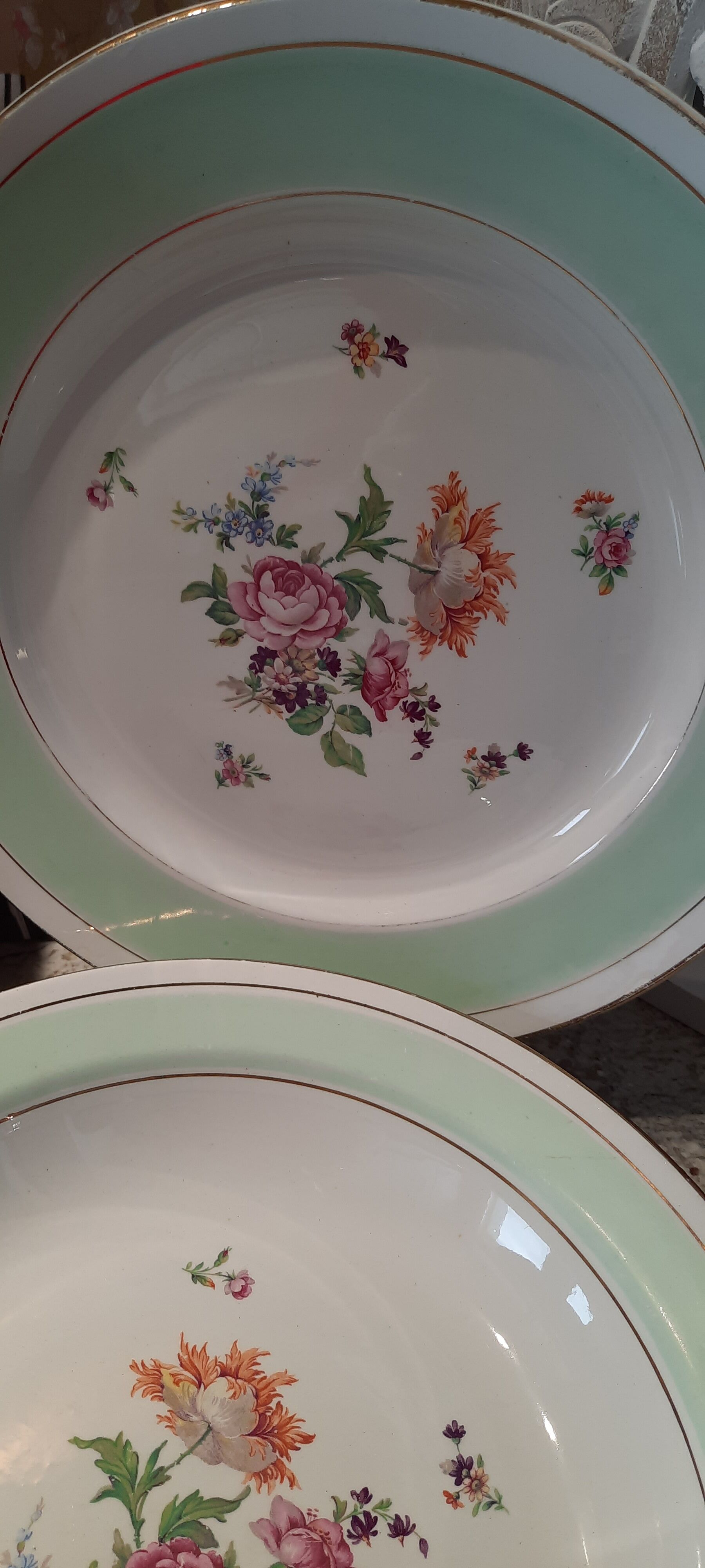 Set of 2 serving dishes half porcelain old L Amandinoise