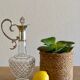 Glass and silver metal ewer