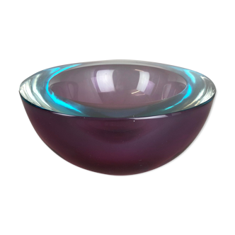 Large Murano Glass Sommerso Bowl Element Italy, 1970s