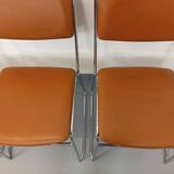 4 vintage sleigh chairs from the 70s, in designer chrome metal