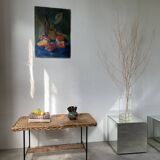 Woven wicker and metal coffee table 1960