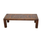 Roland Zobel wood and ceramic brutalist coffee table, 1960s