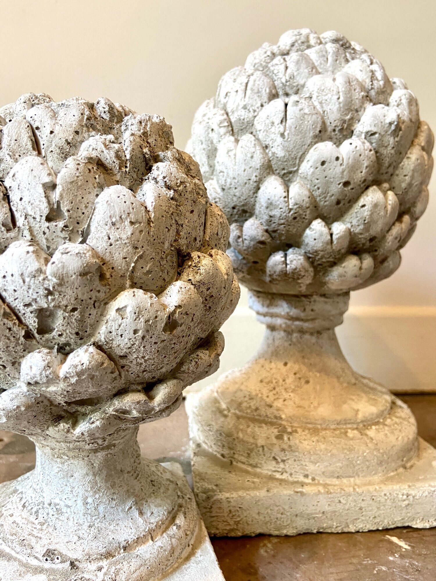 Ornamental artichoke in bleached concrete