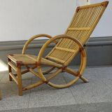 Fauteuil et repose-pieds en bambou