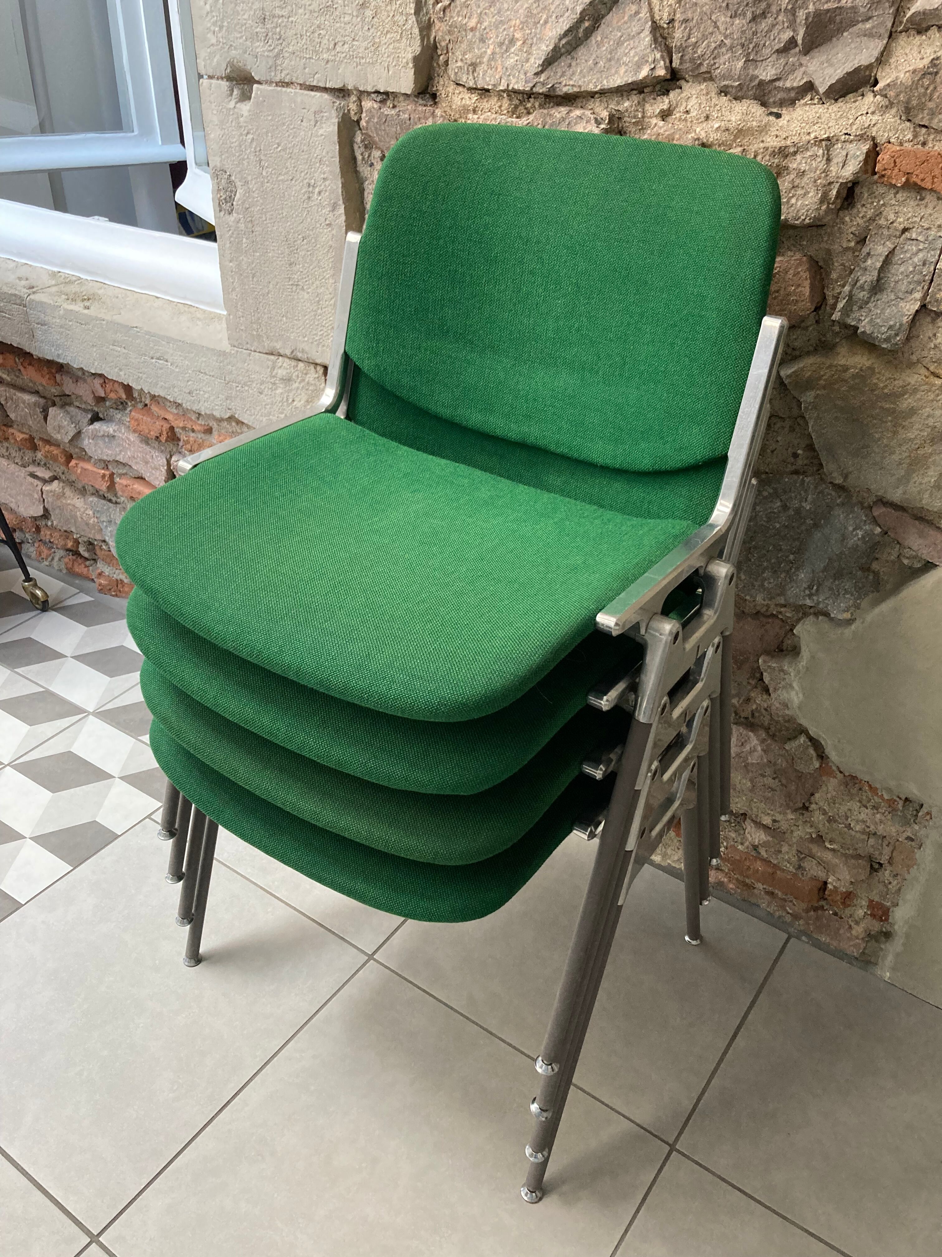 Set of 4 Green DSC106 Giancarlo Piretti chairs by Castelli