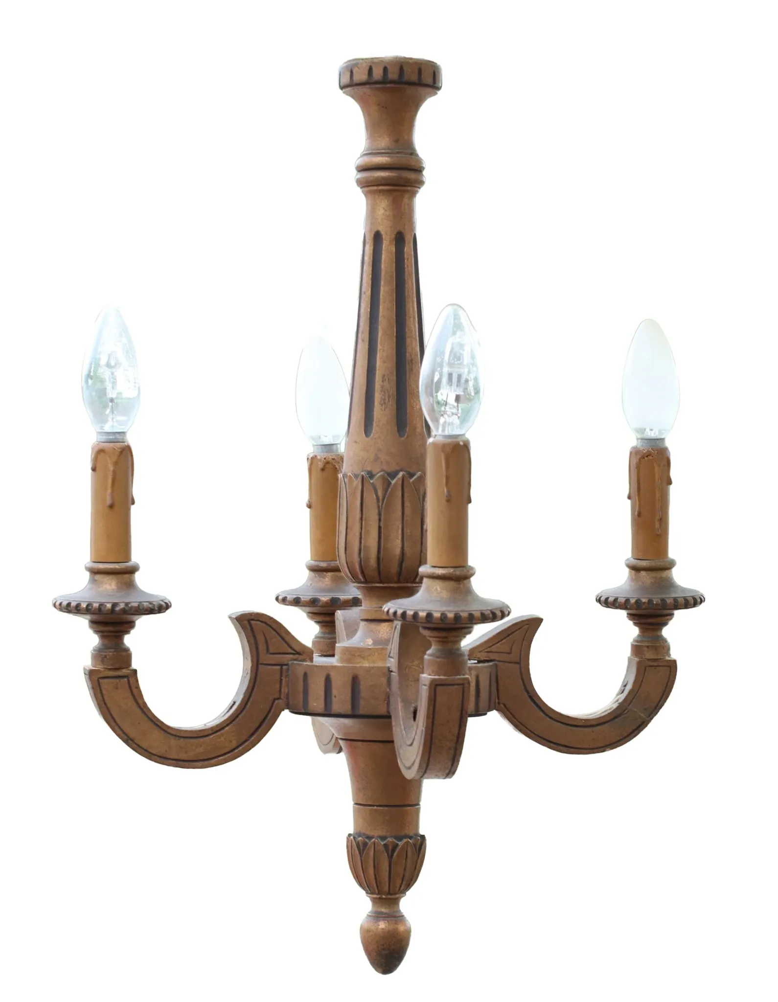French neoclassical carved wood chandelier – circa 1950
