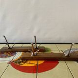 Pair of vintage wooden wall coat racks - double coat hook