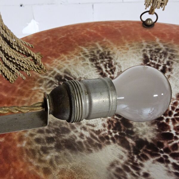 Lampe suspendue en verre Ikora WMF allemande Art Déco orange antique 1930