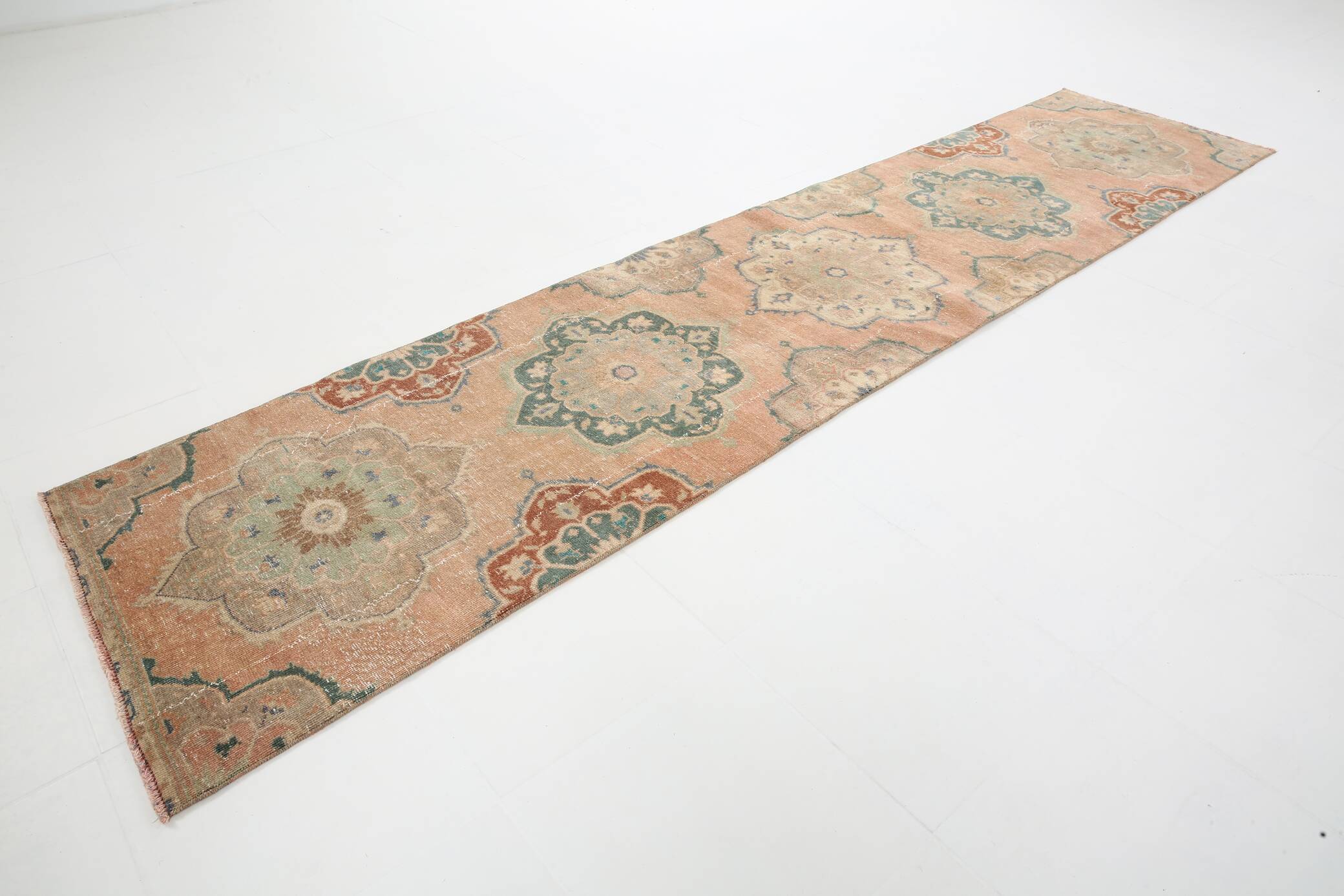 3x12 Soft Wool Pale Red Turkish Vintage Runner Rug