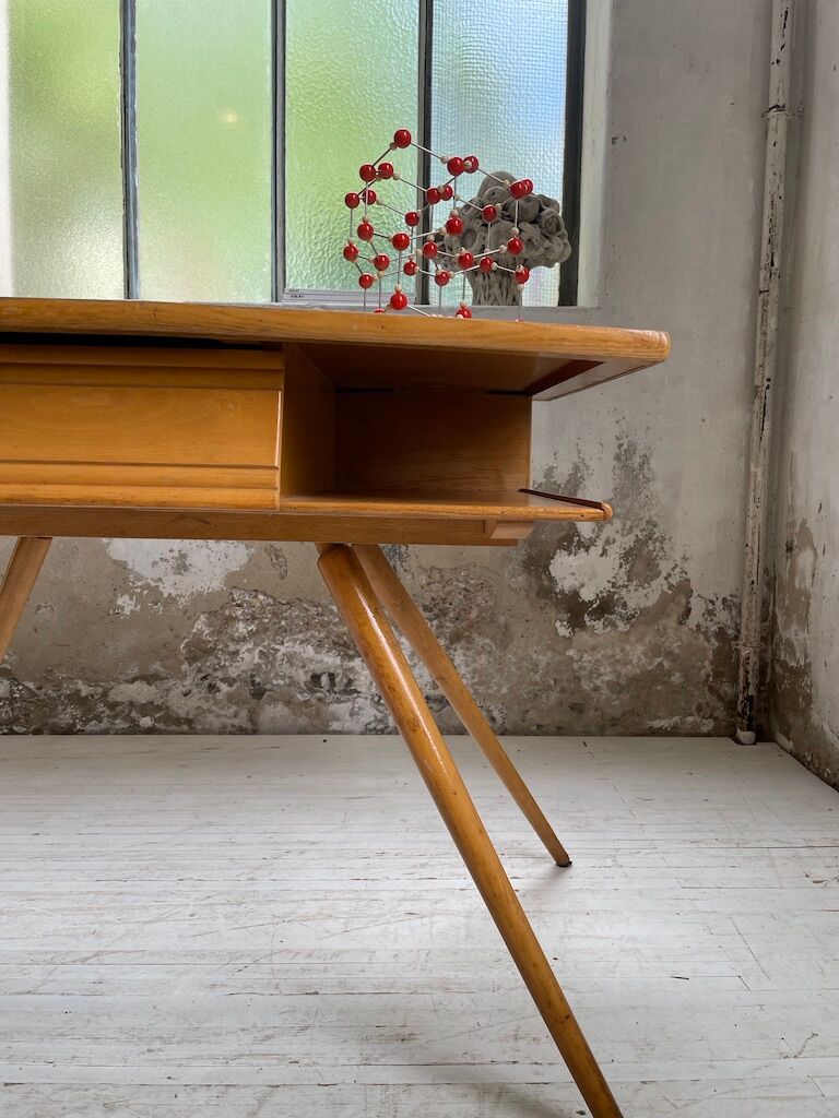 Vintage oak compass desk