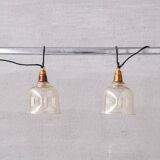 Smoked Mid-century Brass and Glass Bell Pendant (5 available)