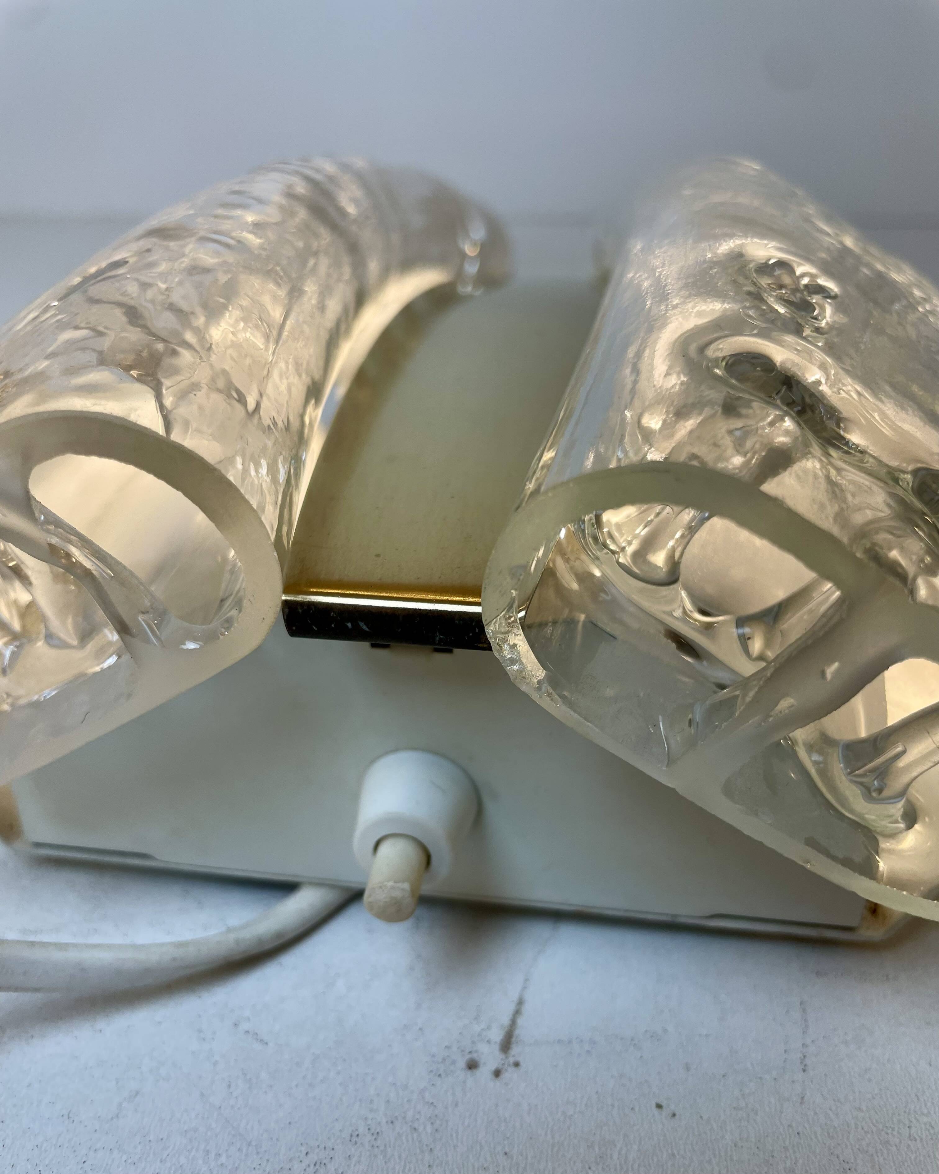 Glass and brass wall lights by Doria, 1960s