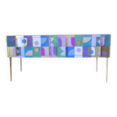 Coloured Murano glass and brass sideboard - 4 drawers