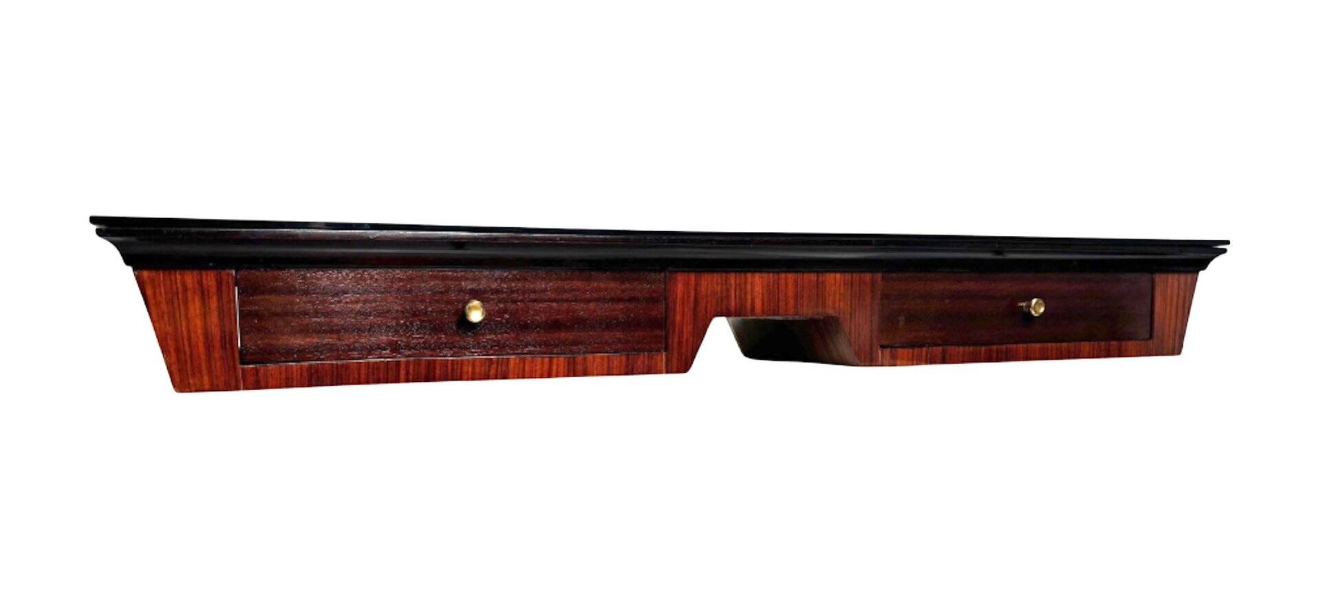 Mid-Century Italian Wood and Brass Console Table, 1950s