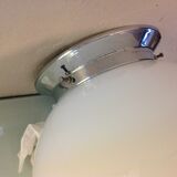 Ceiling light globe opened in opaline white vintage 60