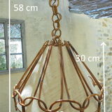 Hanging lamp in rattan and fabric