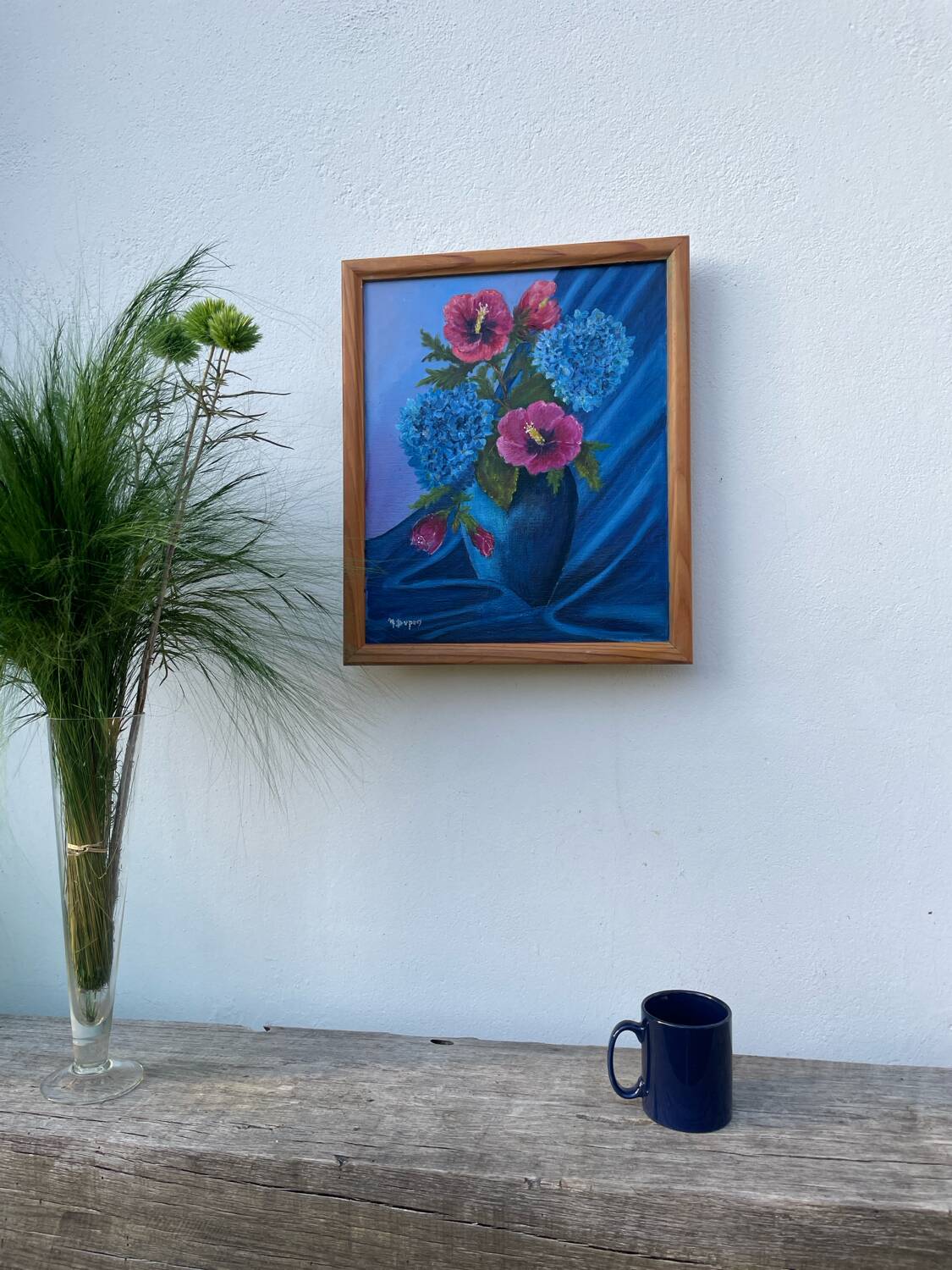 Tableau peinture bouquet de fleurs huile sur toile 