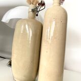 Set of 2 enamelled sandstone bottles