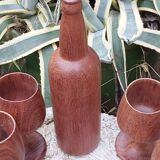 Scandinavian bottle and teak glass service