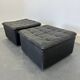 Grands poufs suisses en cuir gris patiné de De Sede, années 1970, lot de 2