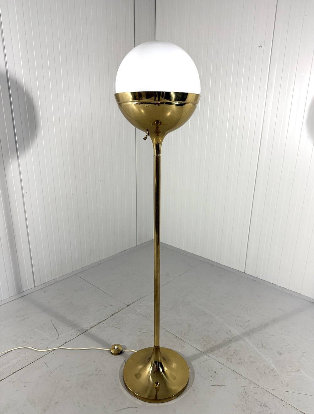 Vereinigte Werkstätten München brass & glass globe floor lamp 1960’s