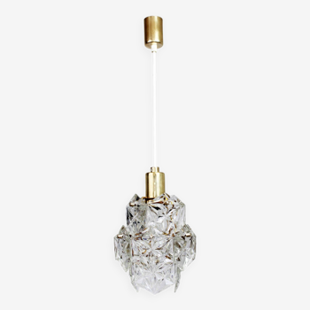Kinkeldey crystal and brass pendant light 1970