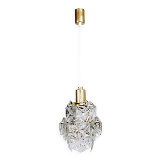 Kinkeldey crystal and brass pendant light 1970