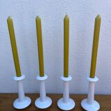 Set of 4 white ceramic candle holders