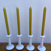 Set of 4 white ceramic candle holders