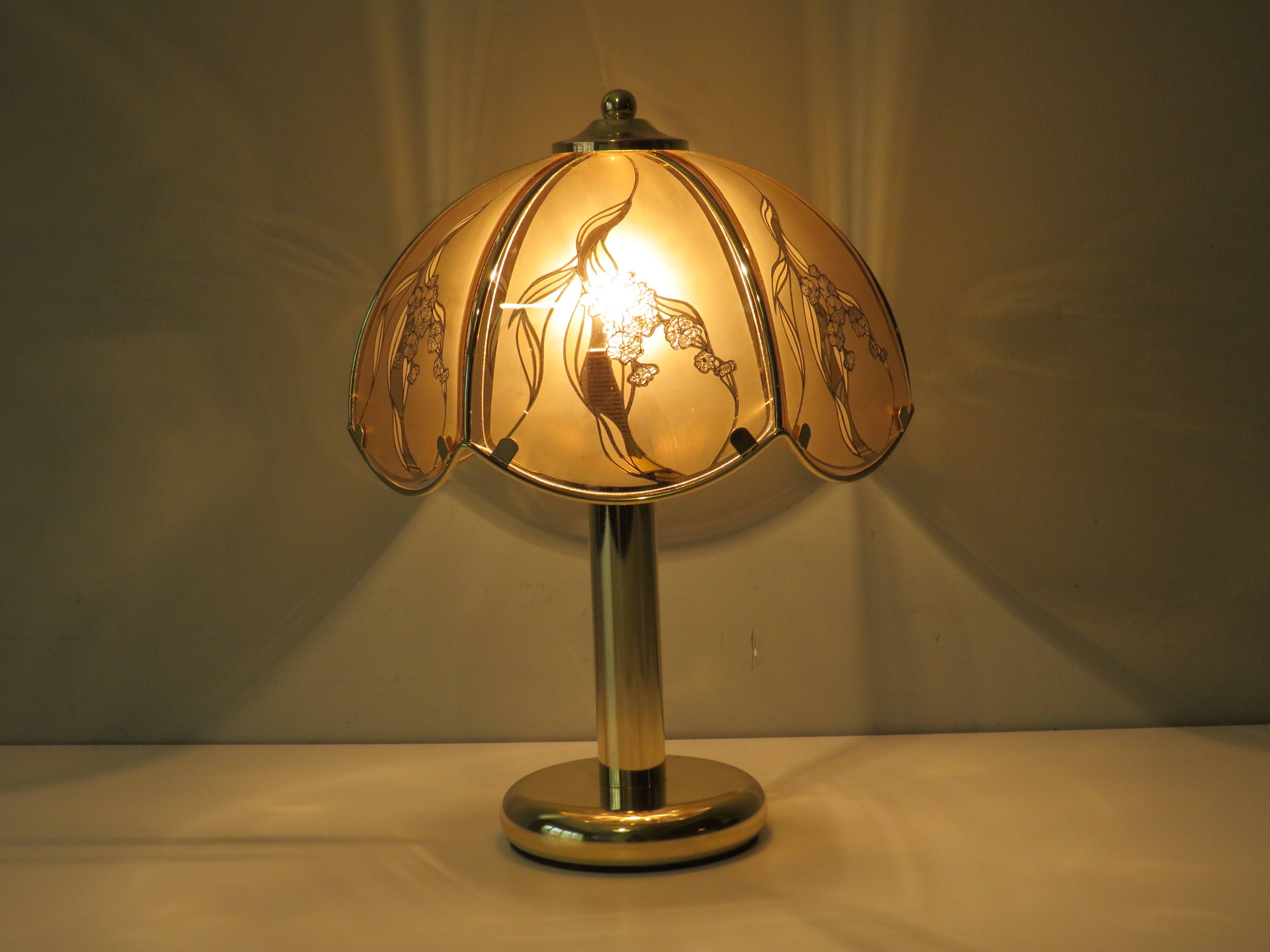 Vintage table lamp in brass and glass by Eglo, Austria 1970-1980