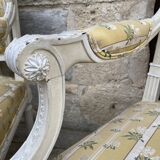 Pair of chairs shepherdesses Louis XVI patinated wood