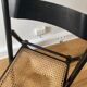 Set of 4 folding chairs in canning and black wood 60s