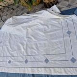 Ancien drap en lin avec grand retour - jours fait main - 206 x 350 cm