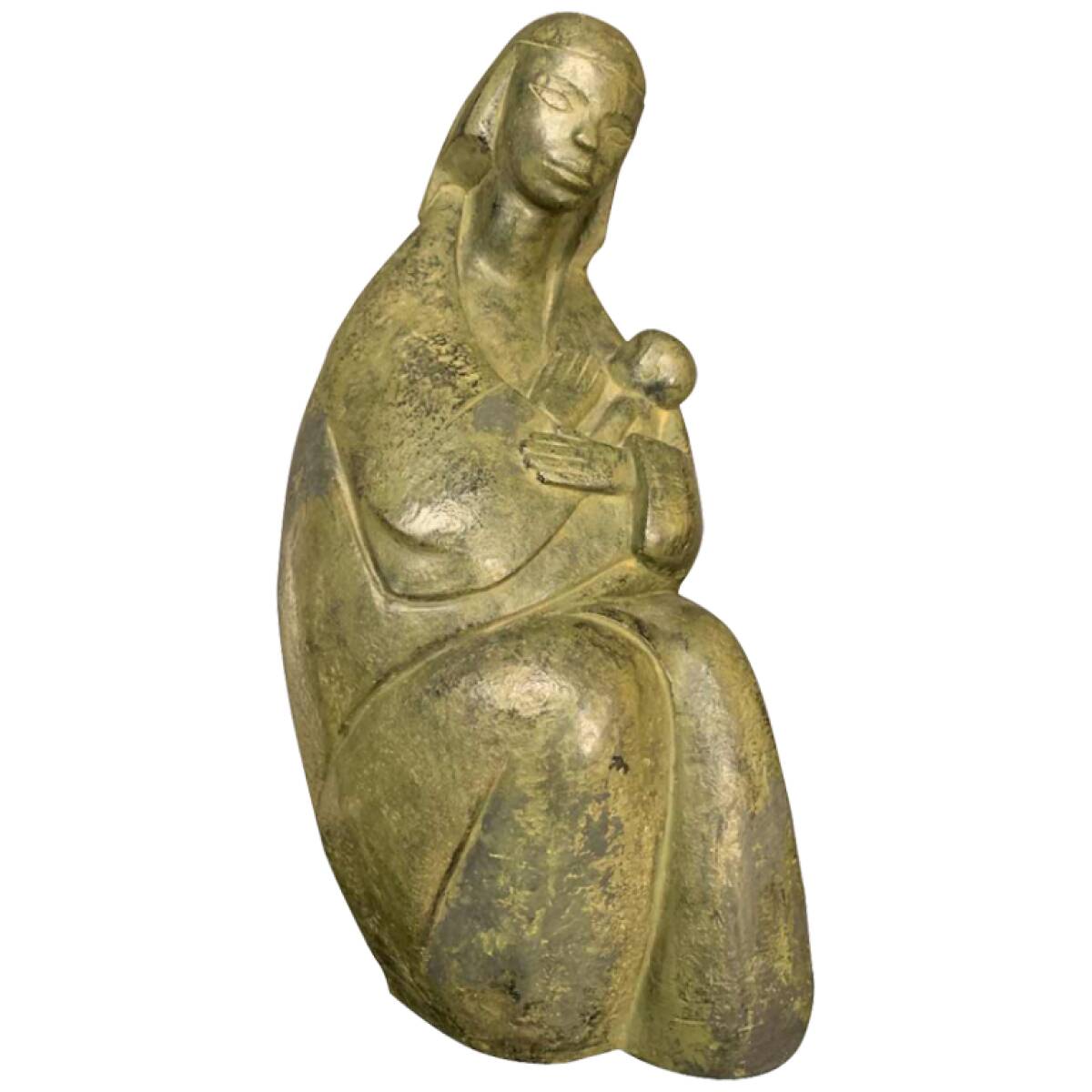 Paul baeke 'maternity' woman & child, modernist art style sculpture