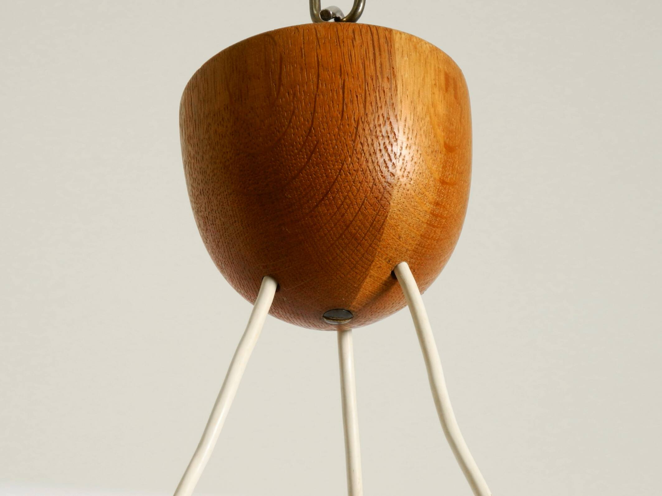 Pendant lamp with opal glass shades teak frame by Uno & Östen Kristiansson