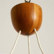 Pendant lamp with opal glass shades teak frame by Uno & Östen Kristiansson