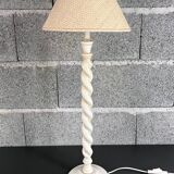 White turned wood lamp