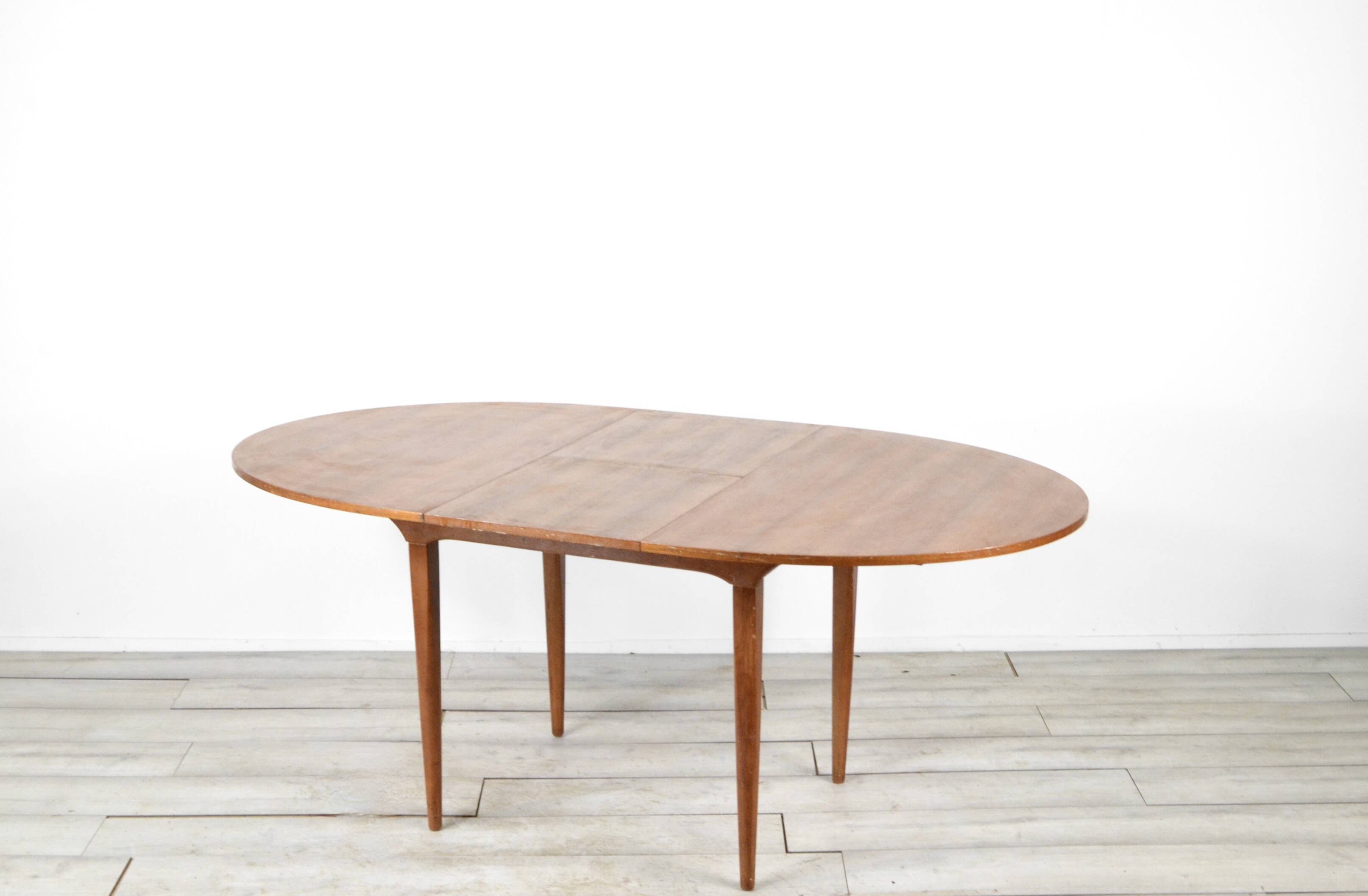 Midcentury oblong teak extending table