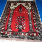 Vintage pakistani carpet lahore handmade 46cm x 64cm 1950s, 1c764