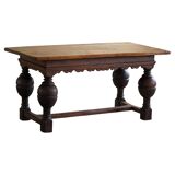 19th-century baroque dining table/desk in oak, Danish cabinetmaker.